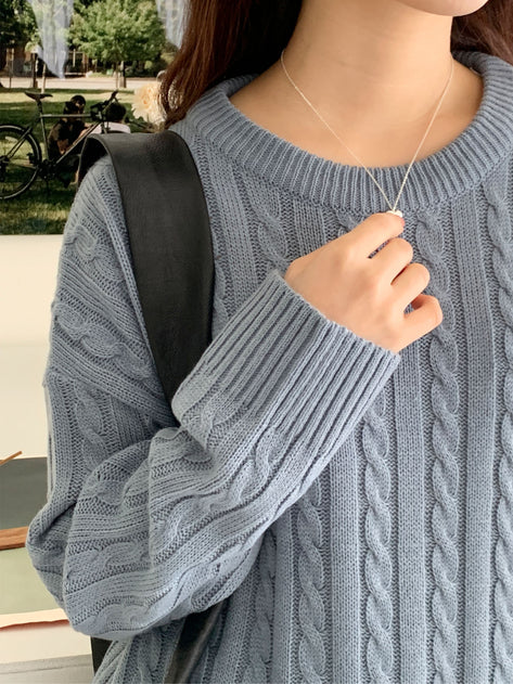 Nonksa Color Cable Long Sleeve Knit