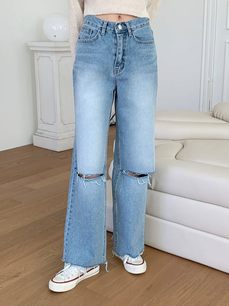 Fit One Celly Straight Fit Cut Damage Denim Pants