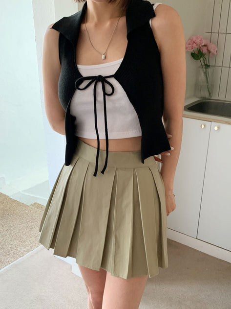 Mujiru pleats wrinkle banding mini skirt