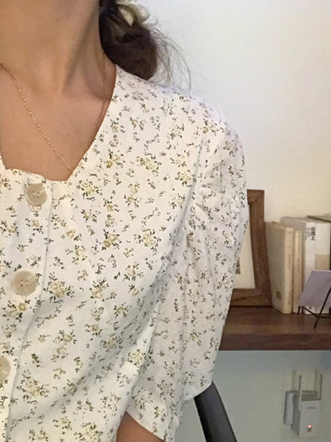 sandeul flower puff blouse 