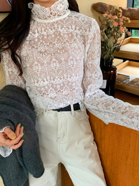Niel see-through lace blouse