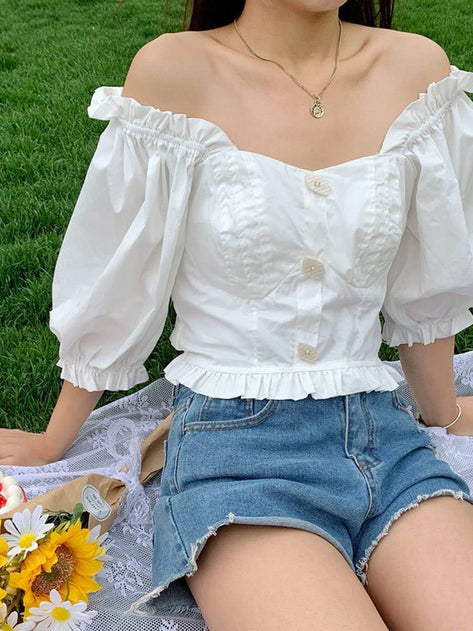 angelie puff crop blouse 