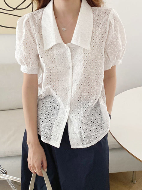 Napoleon punching lace collar blouse 