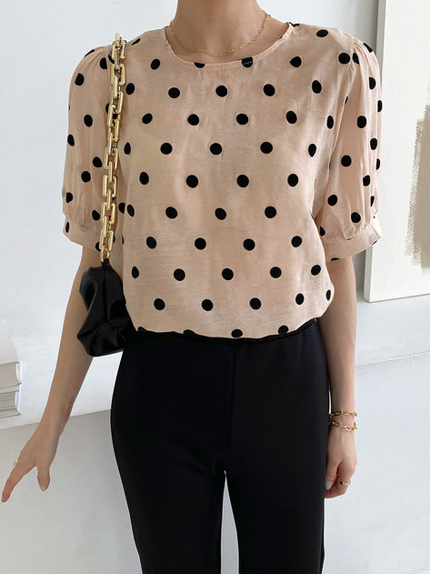 Zodev see-through dot short-sleeved blouse 