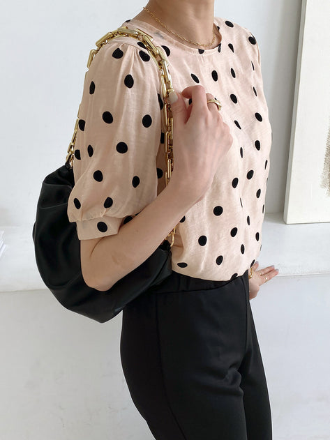 Zodev see-through dot short-sleeved blouse 