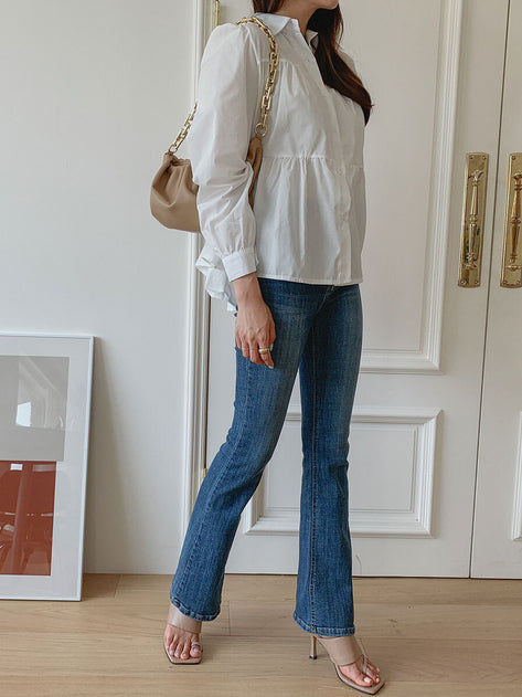 Kneb Tiered Long Sleeve Blouse 