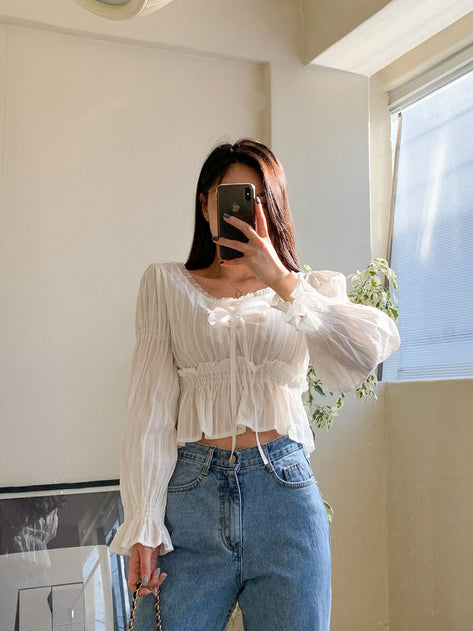 Medover Lace Frill Banding Blouse 