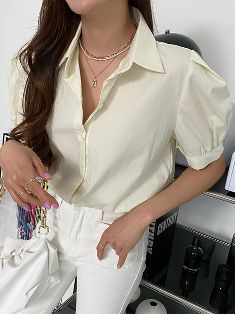 lime puff short sleeve blouse