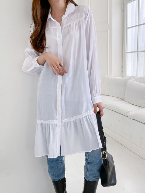 Honey Lily Fit Shirling Frill Long Blouse