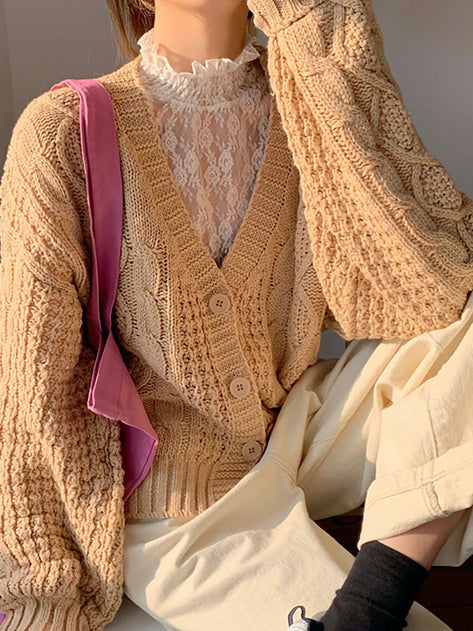 labia cable knit cardigan