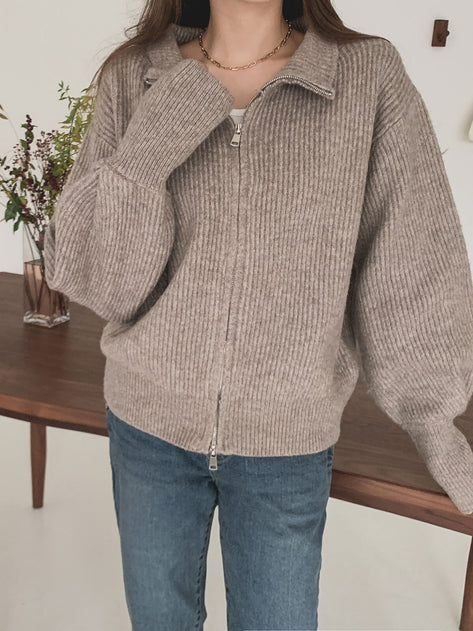 Fusobi high neck zip up knit cardigan 