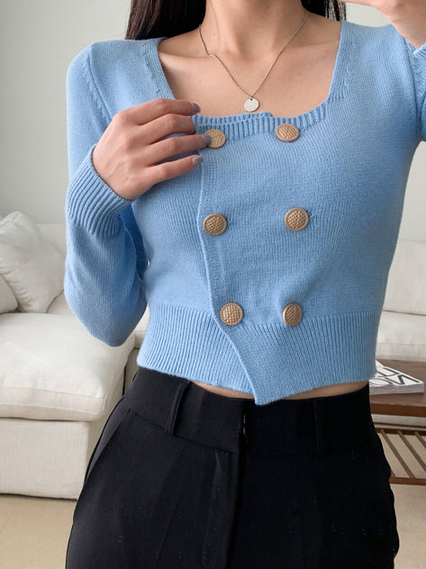 Madre Double Button Crop Cardigan 
