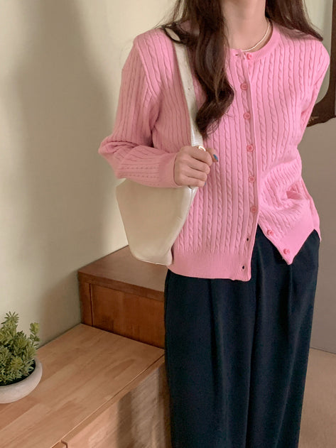 ORED CABLE ROUND KNIT CARDIGAN