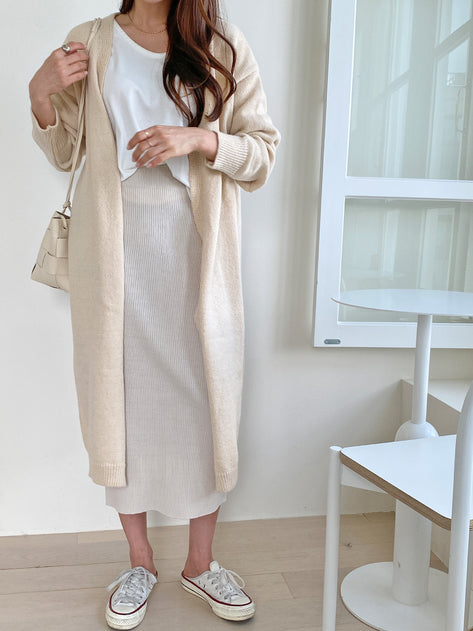 Inesit Loose Fit No Button Knit Long Cardigan 