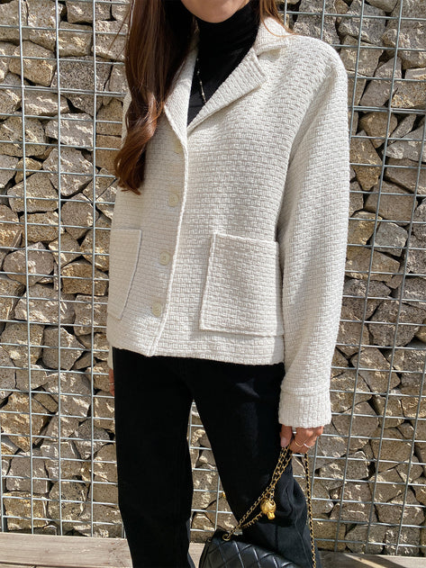Youthful wool quilted pocket tweed jacket