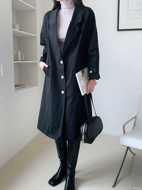 Yuuhi Loos Fit Opening Trench Long Coat