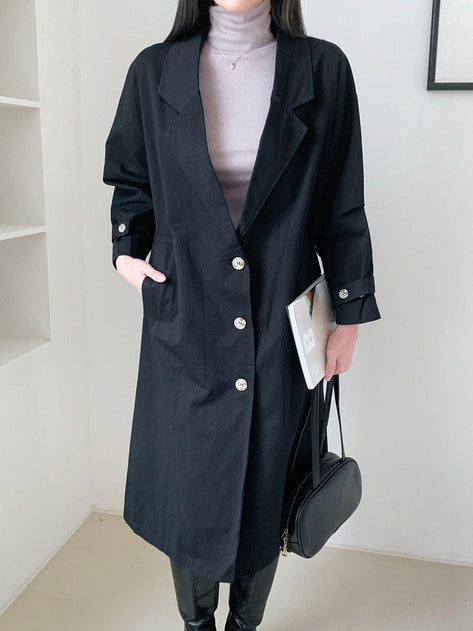 Yuuhi Loos Fit Opening Trench Long Coat