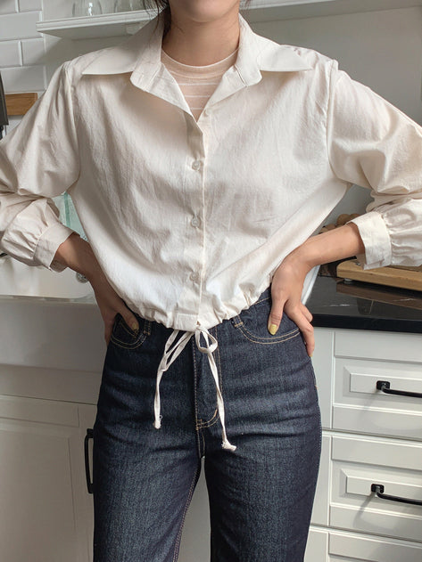 monaine crop string long sleeve shirt