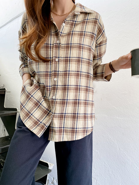Cherkley Loose Fit Rolled Check Long Sleeve Shirt
