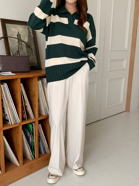 Ping Yu Min color scheme striped color long sleeve knit 
