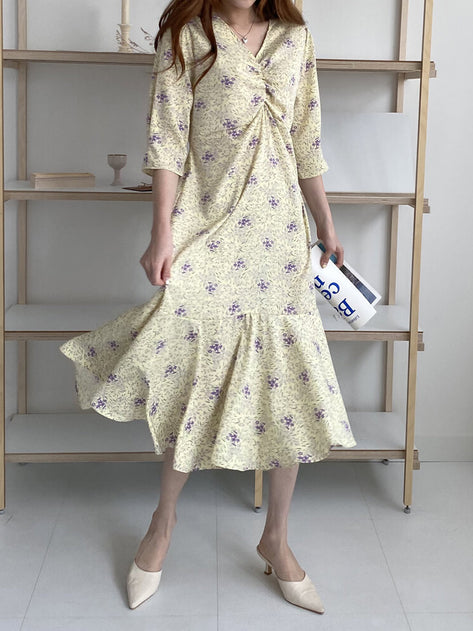 Dave Ruched Flower Dress 
