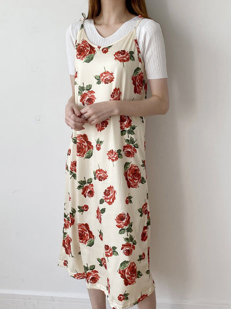 Rose Suspender Long Dress 
