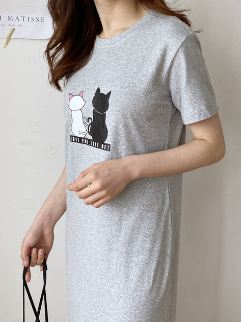 OPS4776C06-two cats slit long dress 