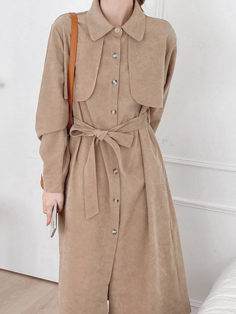 Luar suede trench dress 