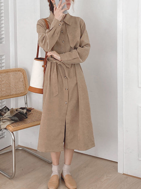 Luar suede trench dress 