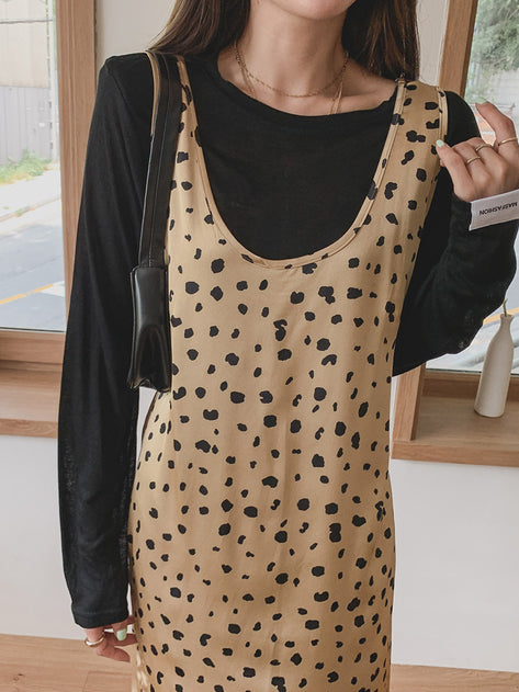 Silky Leopard Silky Long Dress 