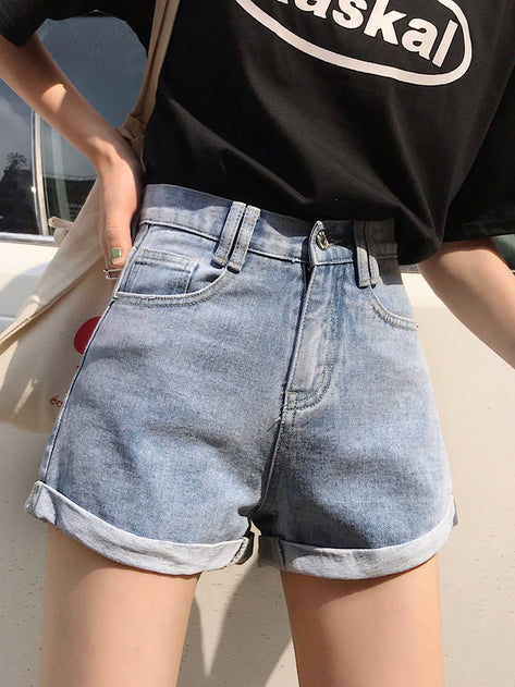 Liesel roll-up denim shorts 