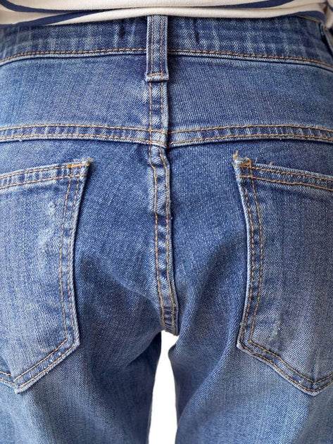 PT3956K98-Hole Damage Middle Jeans 