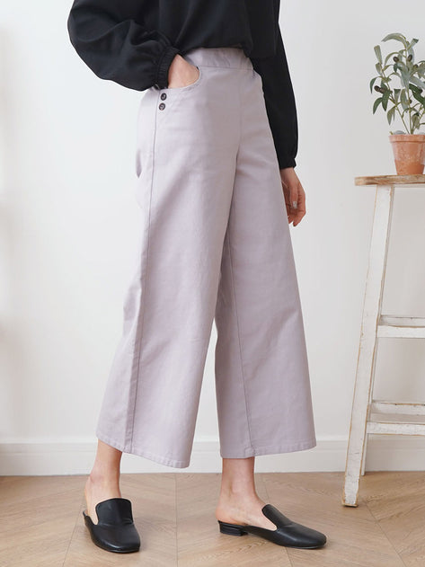 PT4454K01-Damien Two Button Wide Banding Pants 