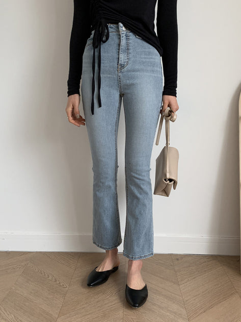 Latined two-button bootcut denim pants