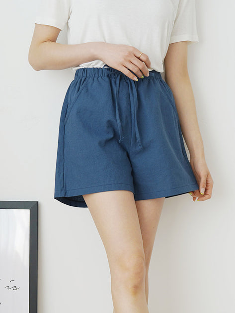 PT4760K03-Bai linen banding shorts 
