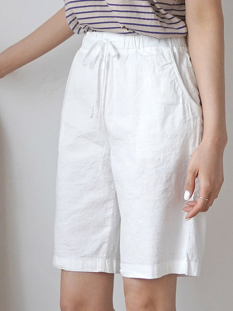 PT4898K04-ropen linen banding shorts 