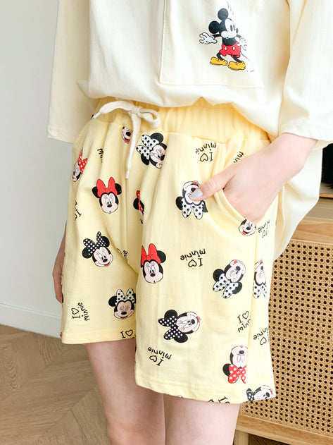 Rayu Mickey Mini Pattern Banding Short Pants 
