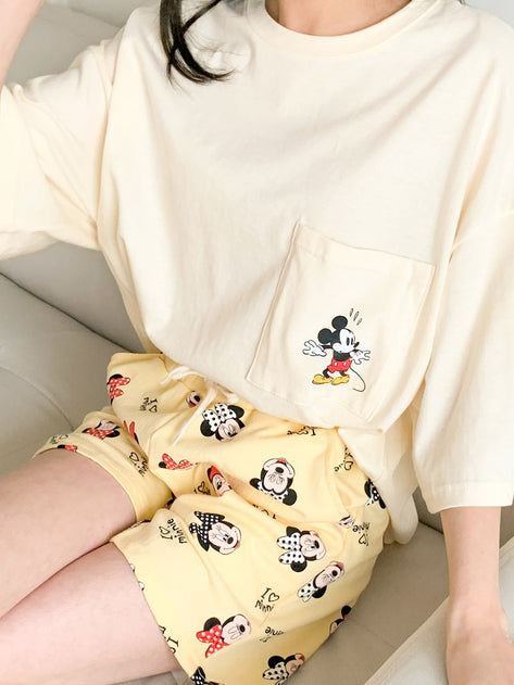 Rayu Mickey Mini Pattern Banding Short Pants 