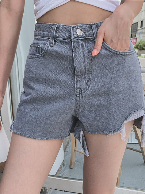 Cadenro Damaged Gray Denim Shorts 