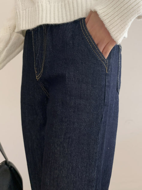 Depinter brushed stitch straight fabric pants 