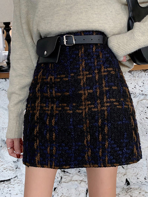 Devan Knitted Tweed Skirt (Belt SET) 