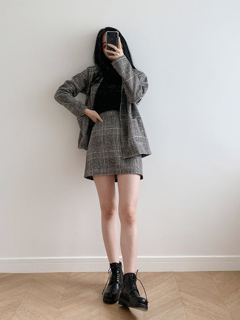 Wilmin Check Wool Miniskirt 
