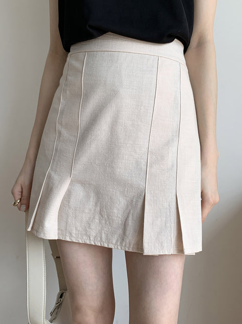 Wroller pleated linen mini skirt 
