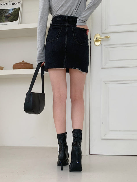 Ballat Black Blue Mini H Denim Skirt 