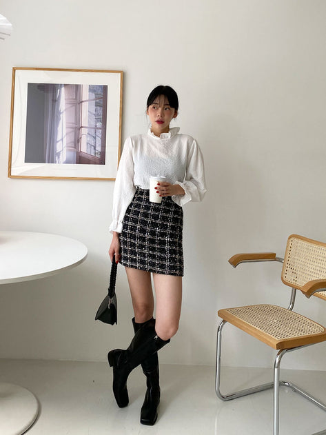 Yororin Tweed Miniskirt 