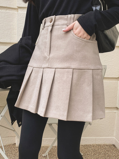 Salonin brushed pleated mini skirt 
