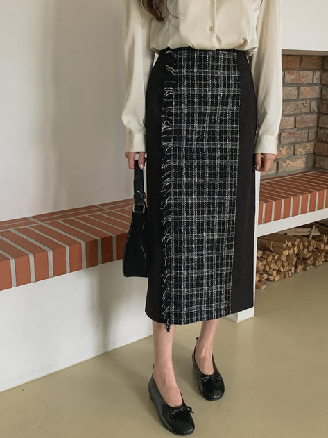 bobby long tweed long skirt