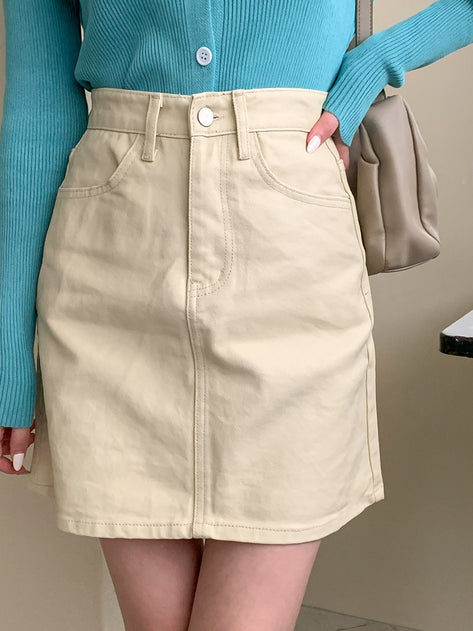 Add-N A-Line Leather Mini Skirt 