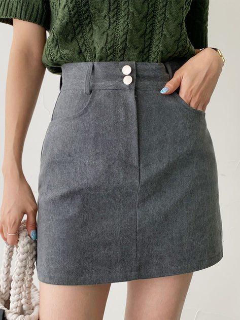 Ranuder Two-Button A-line Miniskirt 