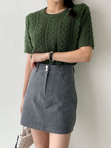 Ranuder Two-Button A-line Miniskirt 